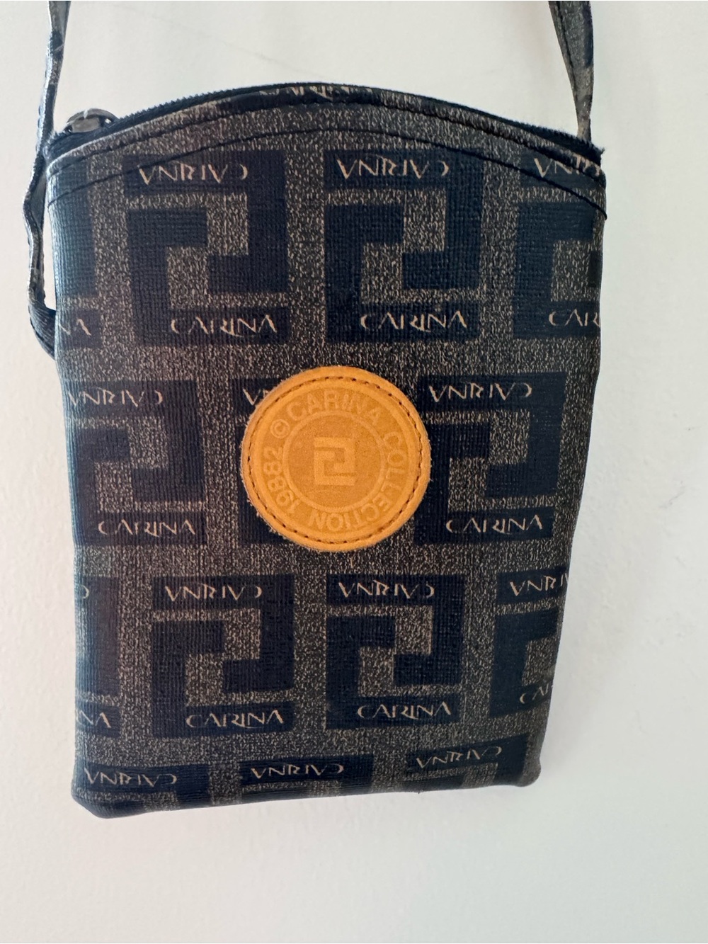 Vintage Carina Collection 1988 Monogram Crossbody Bag Geometric Print